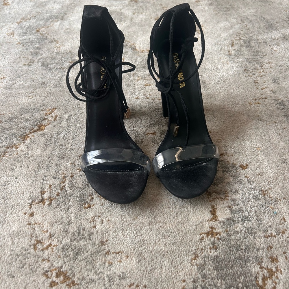 Fashion Nova Black Strappy Stiletto Heels